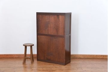 レトロ家具　昭和レトロ モールガラスの本箱(ブックケース、収納棚)