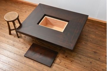 アンティーク雑貨　中古 ビンテージ 松本民芸家具 特注欅製 座炉卓(3)(囲炉裏、火鉢、座卓)