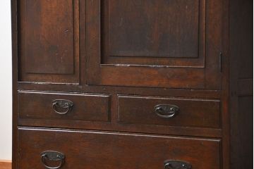 レトロ家具　昭和レトロ 味のあるナラ材ワードローブ