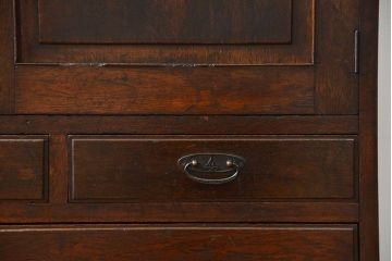 レトロ家具　昭和レトロ 味のあるナラ材ワードローブ