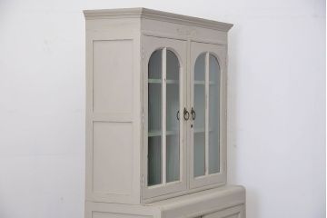 アンティーク家具　アンティークペイントの古い食器棚(カップボード、キッチンキャビネット、収納棚)