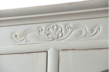 アンティーク家具　アンティークペイントの古い食器棚(カップボード、キッチンキャビネット、収納棚)