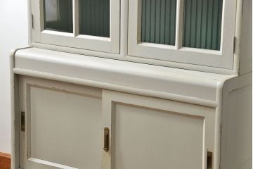 アンティーク家具　アンティークペイントの古い食器棚(カップボード、キッチンキャビネット、収納棚)