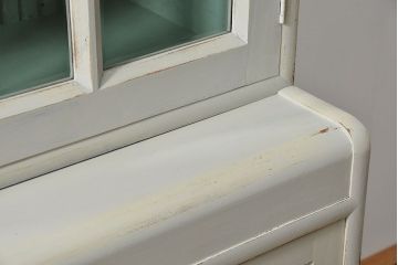 アンティーク家具　アンティークペイントの古い食器棚(カップボード、キッチンキャビネット、収納棚)