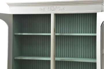 アンティーク家具　アンティークペイントの古い食器棚(カップボード、キッチンキャビネット、収納棚)