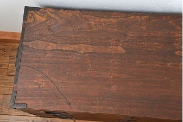 アンティーク家具　古民具・骨董 モダンな五丁引き出し二段重ね時代箪笥(たんす、タンス)