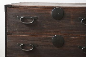 アンティーク家具　アンティーク 味わい深い二段重ね時代箪笥(たんす、タンス)