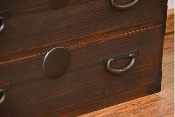 アンティーク家具　アンティーク 味わい深い二段重ね時代箪笥(たんす、タンス)