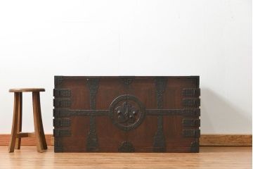 アンティーク家具　古民具・骨董 江戸期　総桐観音開き時代箪笥ローボード(たんす、タンス、桐箪笥、桐たんす)