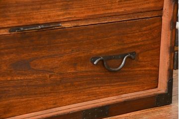 アンティーク家具　古民具・骨董 江戸期　総桐観音開き時代箪笥ローボード(たんす、タンス、桐箪笥、桐たんす)