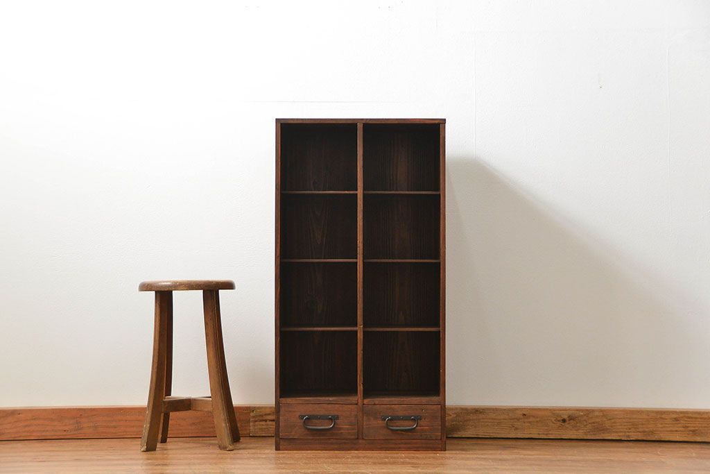 アンティーク家具　古民具・骨董 小振りなマス目飾り棚(本棚、書棚)