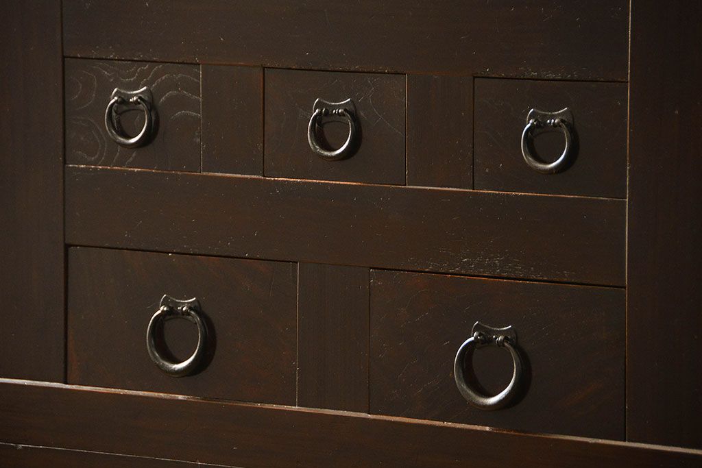 アンティーク家具　古民具・骨董 状態抜群の六尺水屋箪笥(食器棚、収納棚)