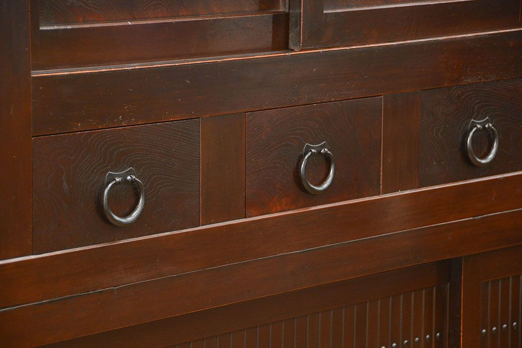 アンティーク家具　古民具・骨董 状態抜群の六尺水屋箪笥(食器棚、収納棚)