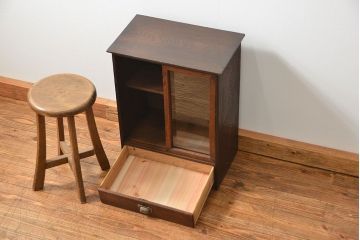 レトロ家具　昭和レトロ 小さな引き出し付き収納棚(本棚)