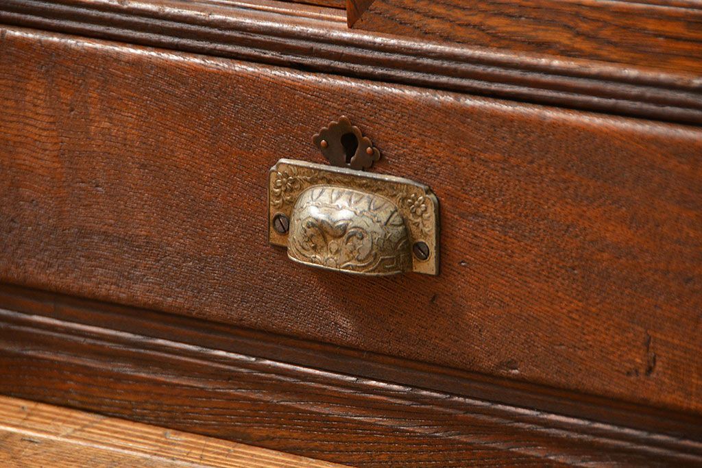 レトロ家具　昭和レトロ 小さな引き出し付き収納棚(本棚)