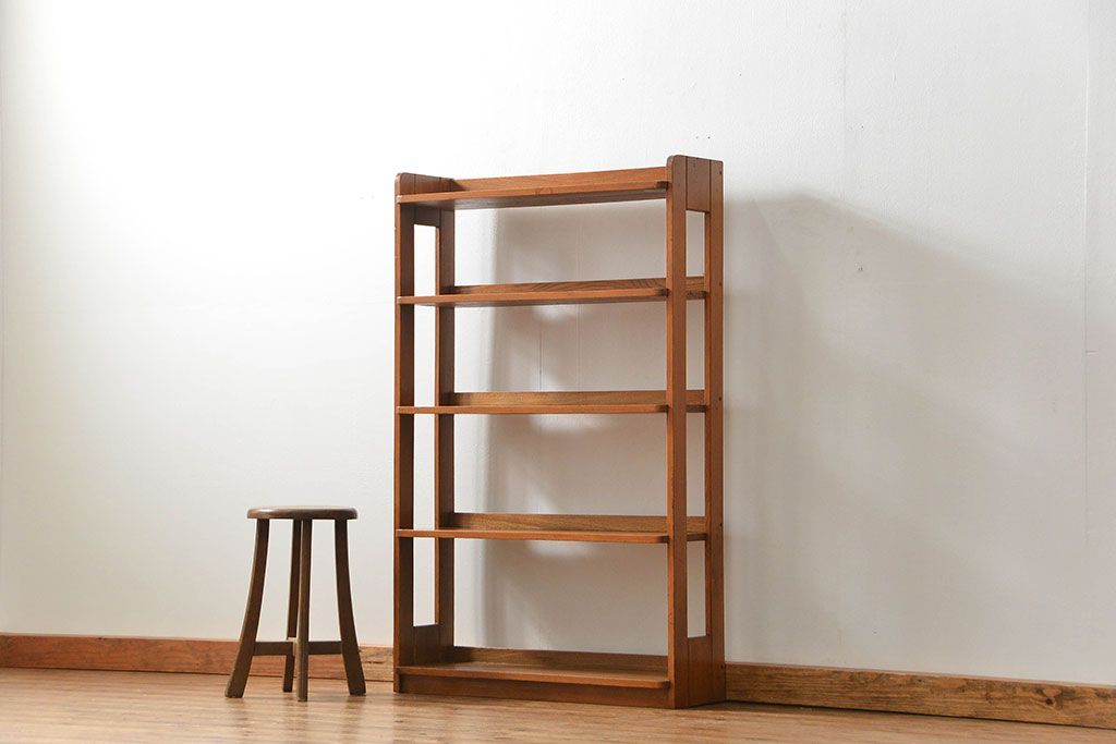レトロ家具　昭和レトロ 古い栓材 シンプルな本棚(ブックシェルフ、飾り棚)