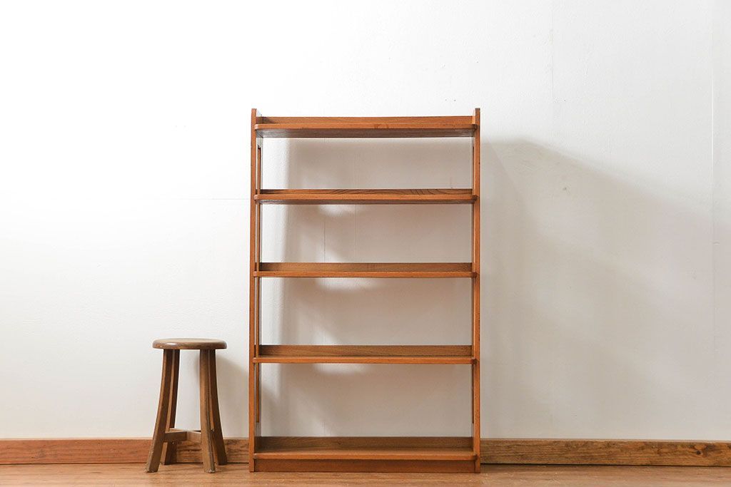 レトロ家具　昭和レトロ 古い栓材 シンプルな本棚(ブックシェルフ、飾り棚)