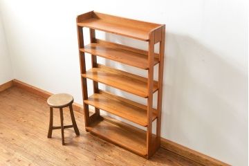 レトロ家具　昭和レトロ 古い栓材 シンプルな本棚(ブックシェルフ、飾り棚)