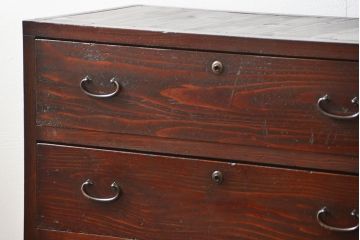 アンティーク家具　古民具・骨董 シンプルな四丁引き時代箪笥(たんす、タンス、チェスト)