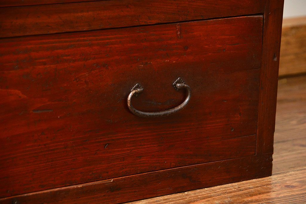 アンティーク家具　古民具・骨董 シンプルな四丁引き時代箪笥(たんす、タンス、チェスト)