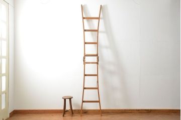 アンティーク家具　アンティーク 古いナラ材の脚立(ステップ、ラダー、飾り棚)