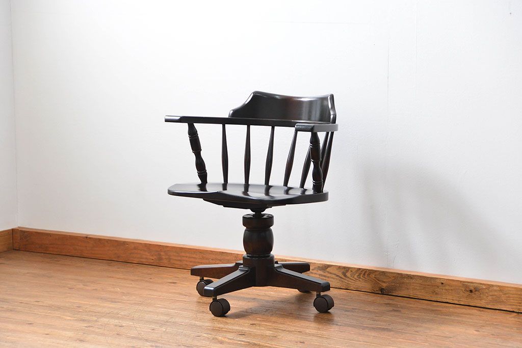 中古　北海道民芸家具　キャスターチェア(イス、椅子、デスクチェア)