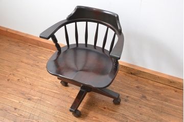 中古　北海道民芸家具　キャスターチェア(イス、椅子、デスクチェア)