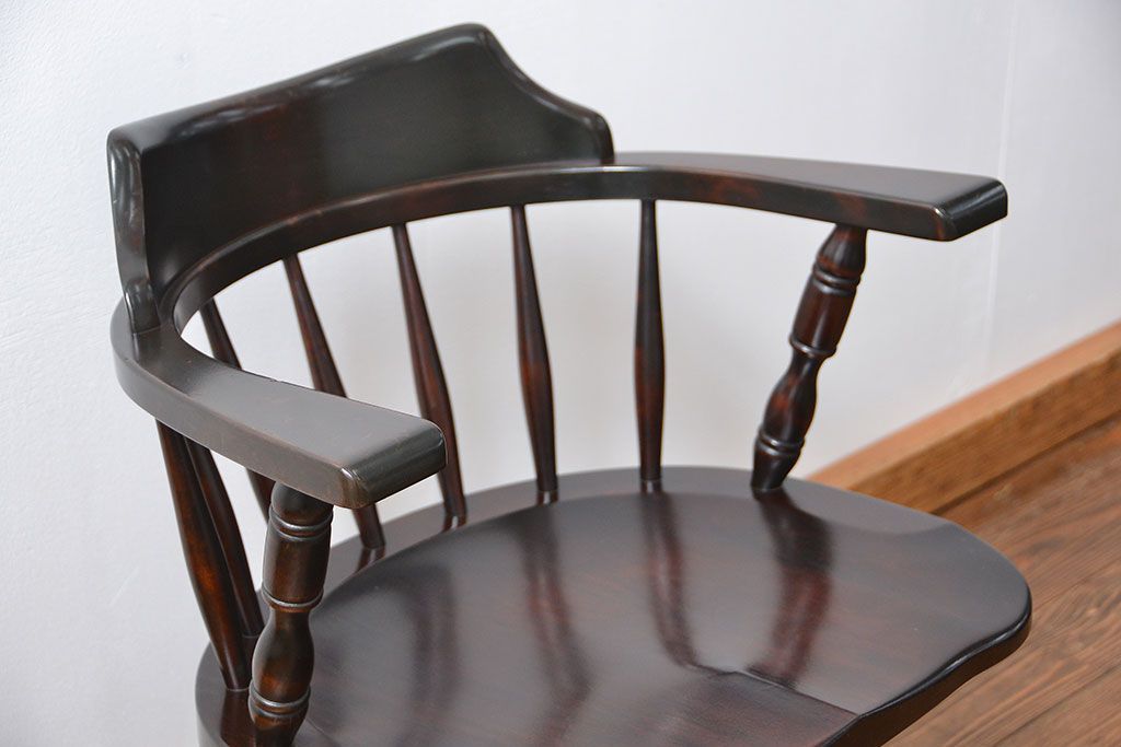 中古　北海道民芸家具　キャスターチェア(イス、椅子、デスクチェア)