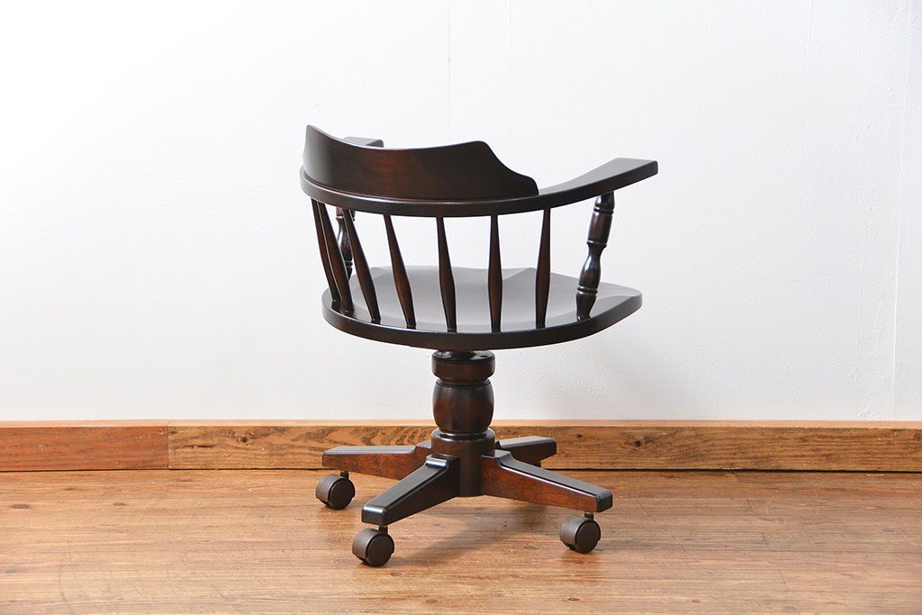 中古　北海道民芸家具　キャスターチェア(イス、椅子、デスクチェア)