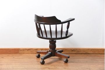 中古　北海道民芸家具　キャスターチェア(イス、椅子、デスクチェア)