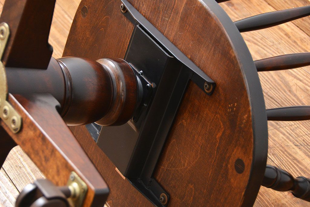 中古　北海道民芸家具　キャスターチェア(イス、椅子、デスクチェア)