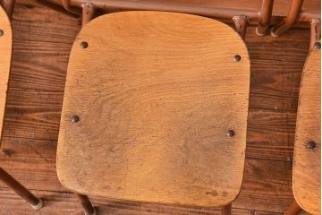 ヴィンテージ家具　昭和レトロ 1960年代 使い込まれたビンテージアイアンチェア 4脚セット(1)(イス、椅子)