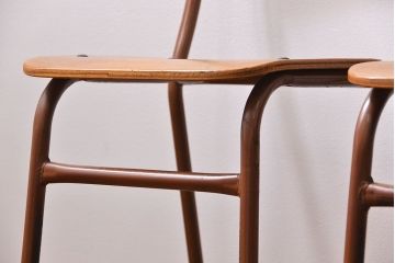 ヴィンテージ家具　昭和レトロ 1960年代 使い込まれたビンテージアイアンチェア 4脚セット(1)(イス、椅子)