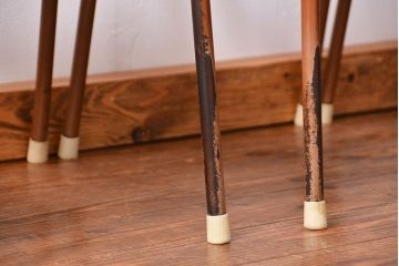 ヴィンテージ家具　昭和レトロ 1960年代 使い込まれたビンテージアイアンチェア 4脚セット(1)(イス、椅子)