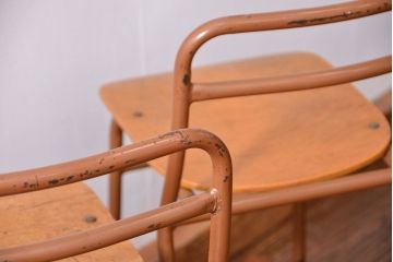 ヴィンテージ家具　昭和レトロ 1960年代 使い込まれたビンテージアイアンチェア 4脚セット(2)(イス、椅子)