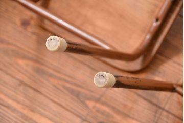 ヴィンテージ家具　昭和レトロ 1960年代 使い込まれたビンテージアイアンチェア 4脚セット(2)(イス、椅子)