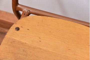 ヴィンテージ家具　昭和レトロ 1960年代 使い込まれたビンテージアイアンチェア 4脚セット(3)(イス、椅子)