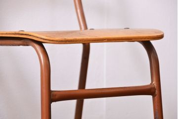 ヴィンテージ家具　昭和レトロ 1960年代 使い込まれたビンテージアイアンチェア 4脚セット(3)(イス、椅子)