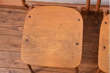 ヴィンテージ家具　昭和レトロ 1960年代 使い込まれたビンテージアイアンチェア 4脚セット(4)(イス、椅子)