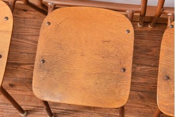 ヴィンテージ家具　昭和レトロ 1960年代 使い込まれたビンテージアイアンチェア 4脚セット(4)(イス、椅子)