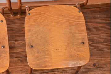 ヴィンテージ家具　昭和レトロ 1960年代 使い込まれたビンテージアイアンチェア 4脚セット(4)(イス、椅子)