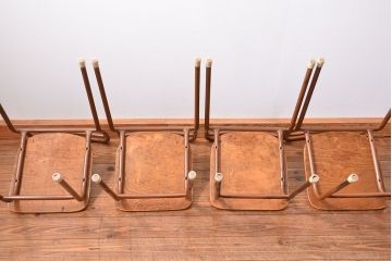 ヴィンテージ家具　昭和レトロ 1960年代 使い込まれたビンテージアイアンチェア 4脚セット(4)(イス、椅子)