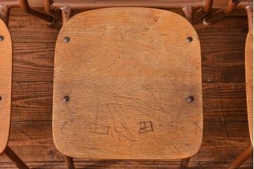 ヴィンテージ家具　昭和レトロ 1960年代 使い込まれたビンテージアイアンチェア 5脚セット(イス、椅子)