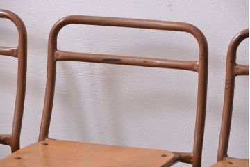 ヴィンテージ家具　昭和レトロ 1960年代 使い込まれたビンテージアイアンチェア 5脚セット(イス、椅子)