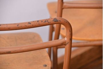 ヴィンテージ家具　昭和レトロ 1960年代 使い込まれたビンテージアイアンチェア 5脚セット(イス、椅子)