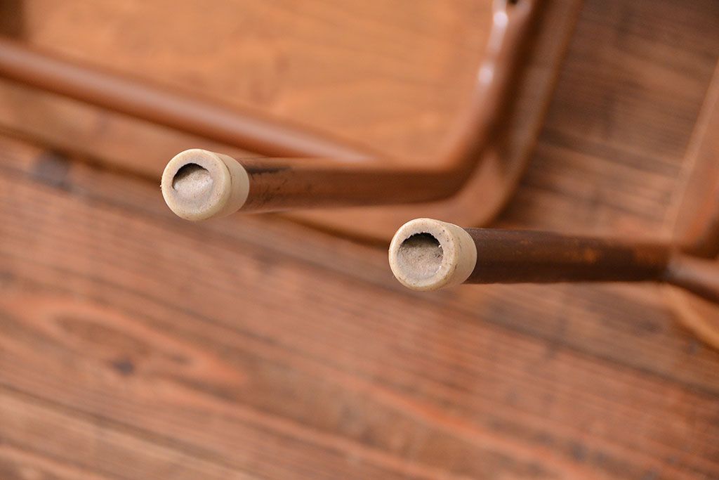 ヴィンテージ家具　昭和レトロ 1960年代 使い込まれたビンテージアイアンチェア 5脚セット(イス、椅子)