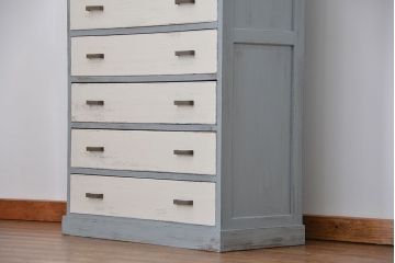 アンティーク家具　アンティークペイント かわいいダイヤガラスチェスト(たんす、タンス、ドロワー)