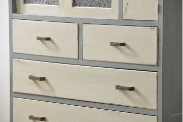 アンティーク家具　アンティークペイント かわいいダイヤガラスチェスト(たんす、タンス、ドロワー)