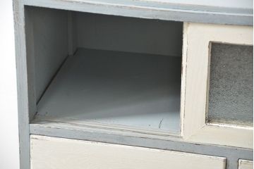 アンティーク家具　アンティークペイント かわいいダイヤガラスチェスト(たんす、タンス、ドロワー)