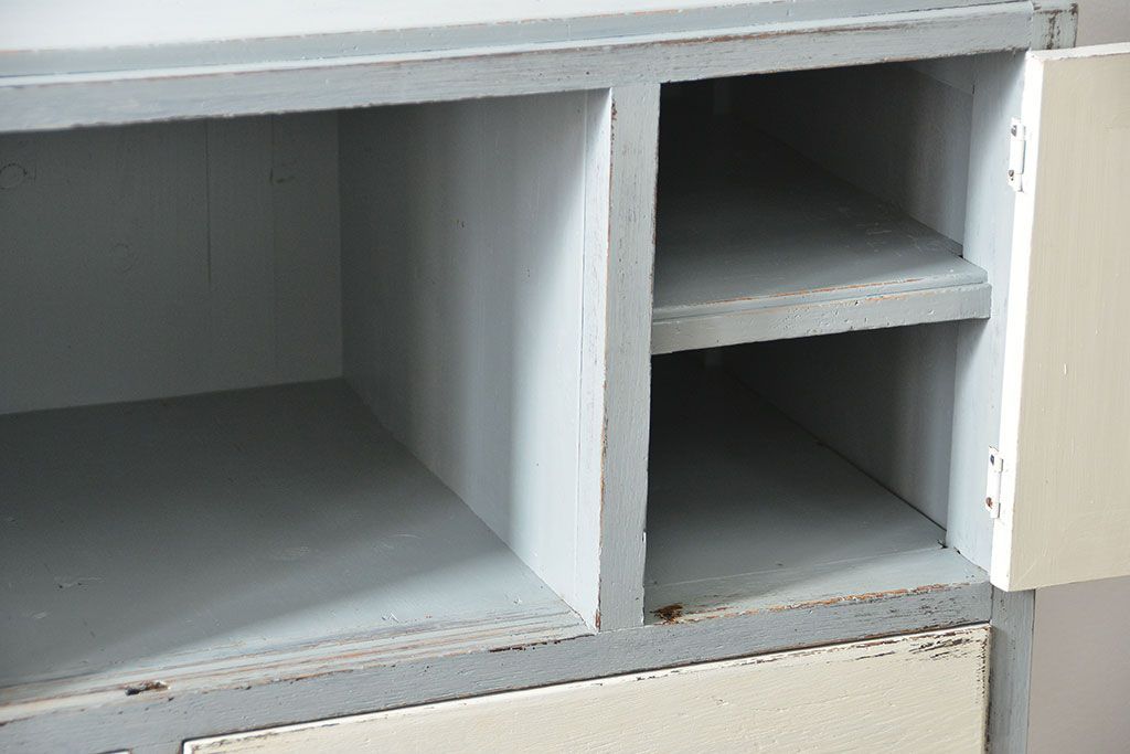 アンティーク家具　アンティークペイント かわいいダイヤガラスチェスト(たんす、タンス、ドロワー)